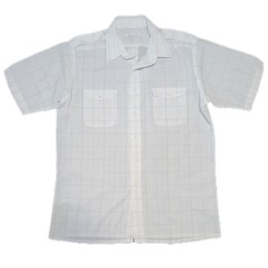 VTG Christian Dior White light Plaid Short Sleeve Button down WHITE LABEL Sz Lrg